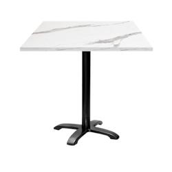Restootab - Table 70x70cm - modèle Bazila marbre blanc - blanc fonte 3760371512157_0