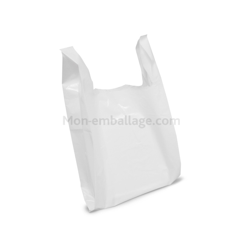 Sac plastique bretelles - 50 microns - blanc - 26 x 6 x 45 cm - par 500 - nn10040005_0
