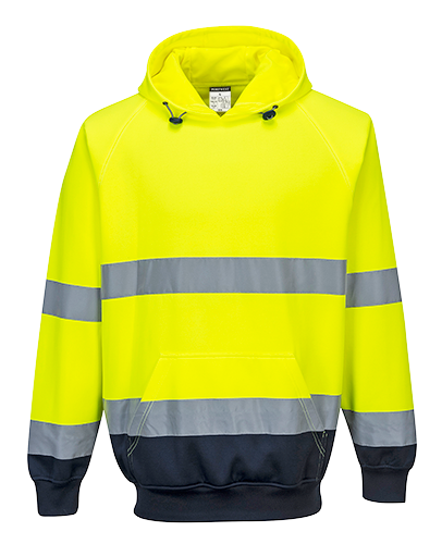Sweat à capuche bicolore jaune marine B316 - XL - bandes réfléchissantes - norme EN ISO 20471 classe 3_0