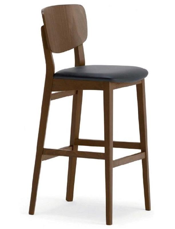 Tabouret de bar Miri - assise rembourrée et dossier en bois_0