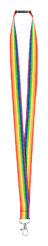 Tour de cou en polyester arc-en-ciel avec mousqueton en métal et boucle de sécurité_0