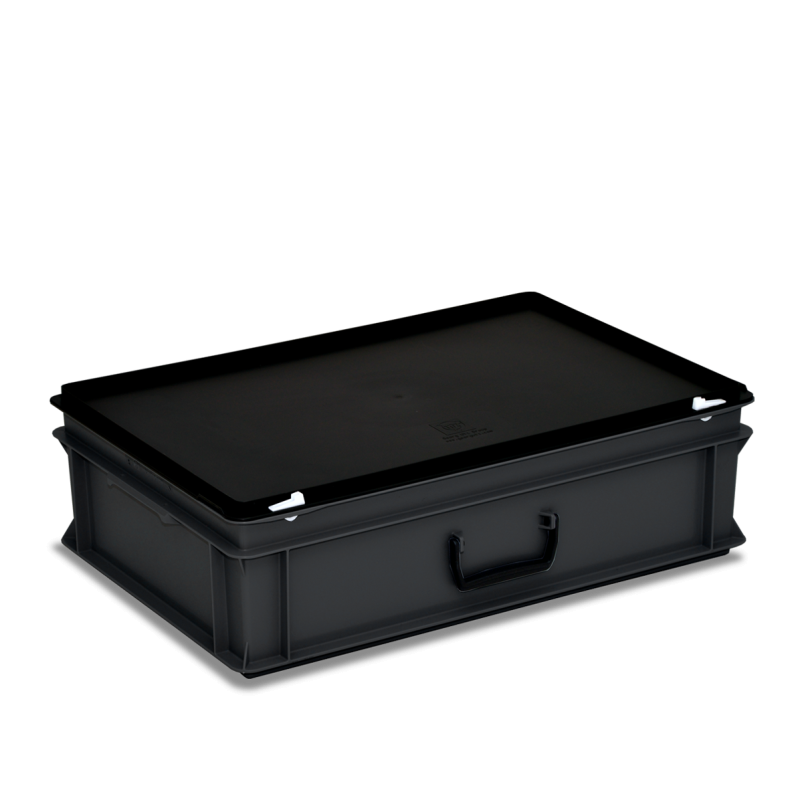 Bac mallette ESD 600 x 400 avec couvercle - gerbable en polypropylène - norme européenne_0