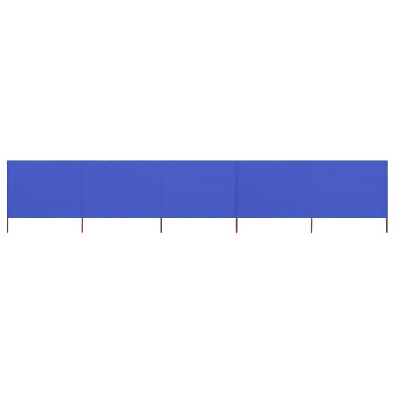Brise-vue paravent pliable 5 panneaux - Tissu bleu azuré 600 x 160 cm - Poteaux en bois_0