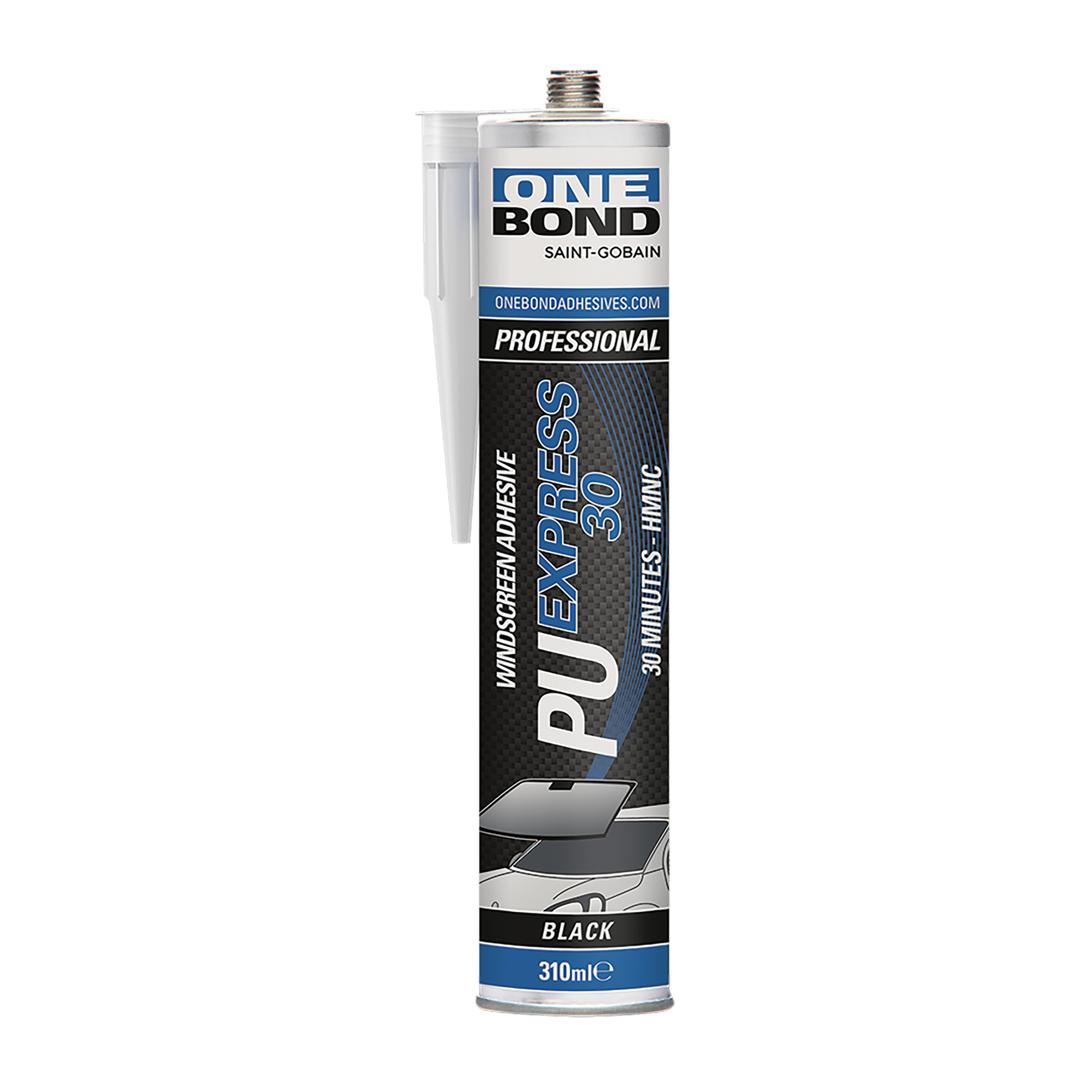 Colle monocomposante pour verre - OneBond PU Express 30 - Polyuréthane, non conductrice, séchage 30 min, certifiée FMVSS 212_0
