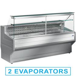 Comptoir vitrine réfrigéré à vitre droite 90° avec réserve - HL30/A1 - vitres en verre trempé - exposition en acier inox AISI 304_0