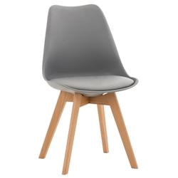 Décoshop26 - Chaise de salle à manger x1 design scandinave en plastique et PVC gris et pieds en bois clair 10_0002272 - gris 3000250932479_0