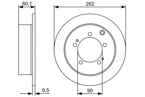 Disque de frein Bosch 0986479512 - boîte de 2 disques - côté arrière - disque plein - 5 trous - épaisseur 9,5 mm_0