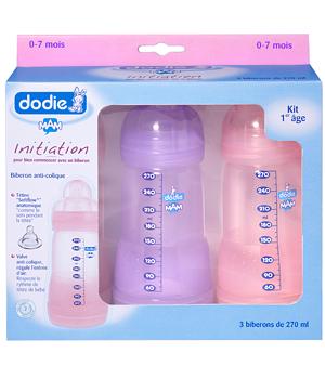 DODIE - KIT 1ER ÂGE FILLE 3 BIBERONS DE 270ML INITIATION SANS BISPHÉNOL A