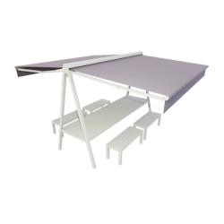 Ensemble duo et bancs 8 places Alia Plein Air (Blanc - Gris Clair F077) - aluminium RETTAB8P-BANC-9010-F077-TE2_0