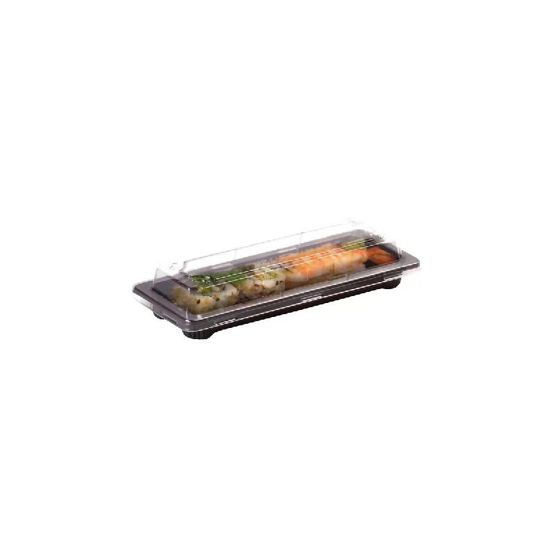 Packnwood FHC - 200Pcs - Barquette sushi plastique PS noir avec couvercle PET transparent Suky -165x90x40mm - noir plastique 210SUKY08_0