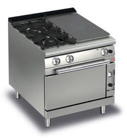 Fourneau 2 feux vifs gaz + 1/2 plaque coup de feu sur four gaz - 90QTPMFG803SX - 29 KW - 800x900x870 mm_0