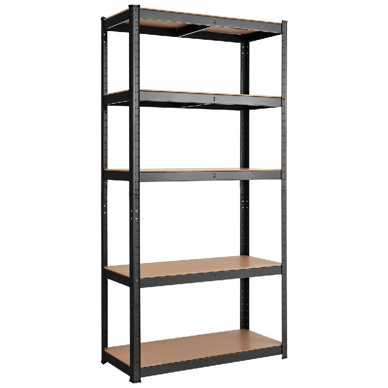 Helloshop26 - Étagère de rangement à 5 niveaux 75 x 30 x 150 cm stable et robuste design moderne en métal noir 20_0012058 - 3000227039781_0