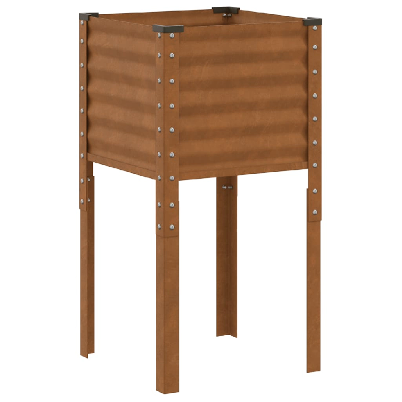 Helloshop26 - Jardinière bac lit surélevé plantes fleurs terrasse jardin 45 x 45 x 88 cm acier résistant aux intempéries marron 02_0037618 - 3000_0