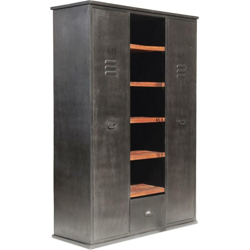 ARMOIRE INDUSTRIEL MÉTAL NOIR FER, BOIS, METAL, BOIS NOIR Comparer