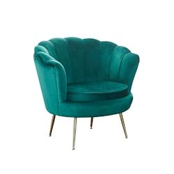 SalesFever Chaise coque | Housse en tissu velours | Cadre en métal doré | L 78 x P 76 x H 78,5 cm | vert - vert polyester 394175_0