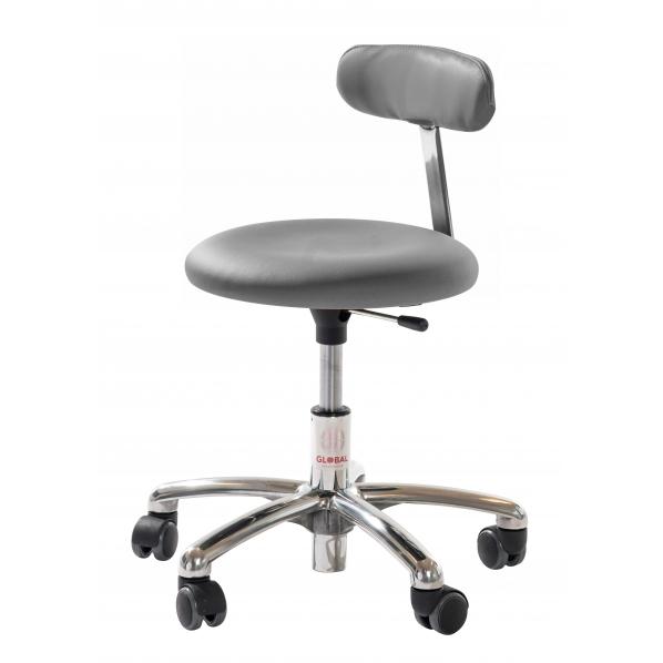 Siège ergonomique petite enfance - Base aluminium - Assise et dossier en simili cuir gris - Roulettes - Rolléco_0