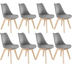 TECTAKE Ensemble de 8 Chaises de Salle à Manger rembourrées ergonomiques gris -403987 - gris plastique 403987_0