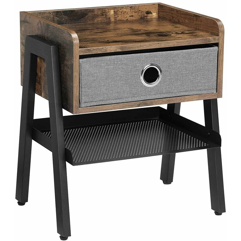Table De Chevet Industriel Pieds En Metal Avec Compartiment