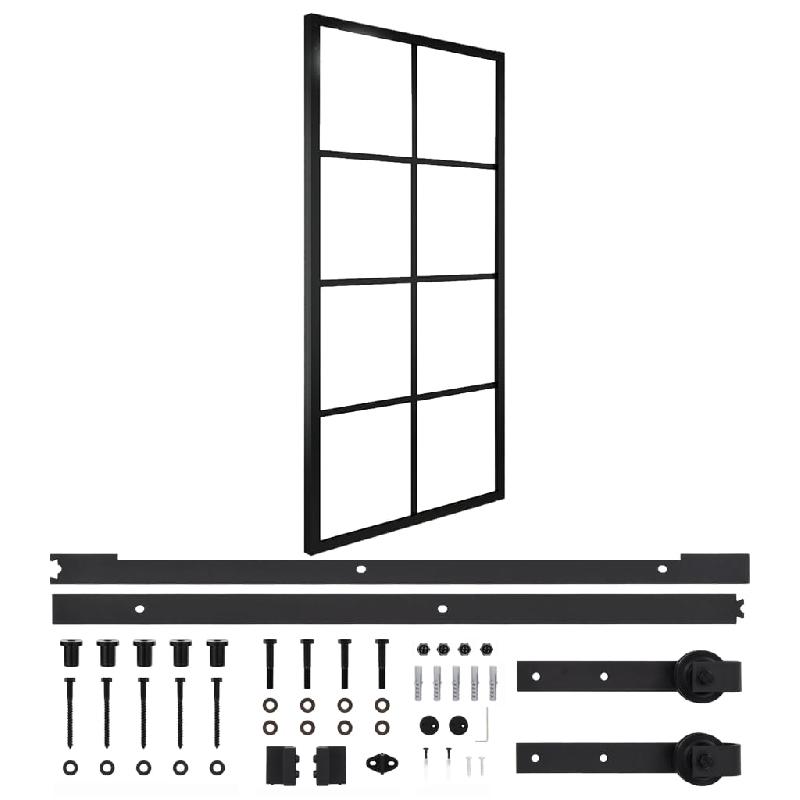 Vidaxl porte coulissante quincaillerie aluminium et verre esg 90x205cm 3056800_0