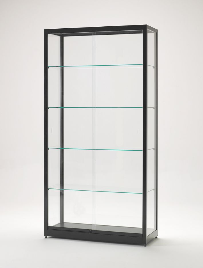 Vitrine d'exposition l 100 p 40 h 200 cm portes coulissantes et aluminium noir_0