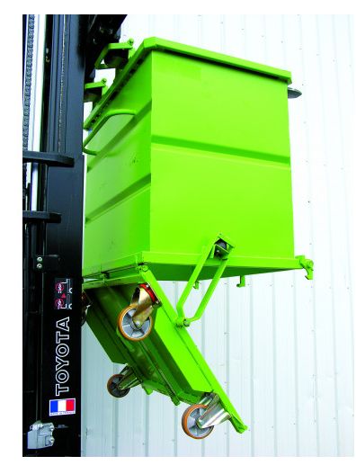 216019R - Benne à fond ouvrant Collvert - 1280 L - Couvercle PE jaune - Roues renforcées_0