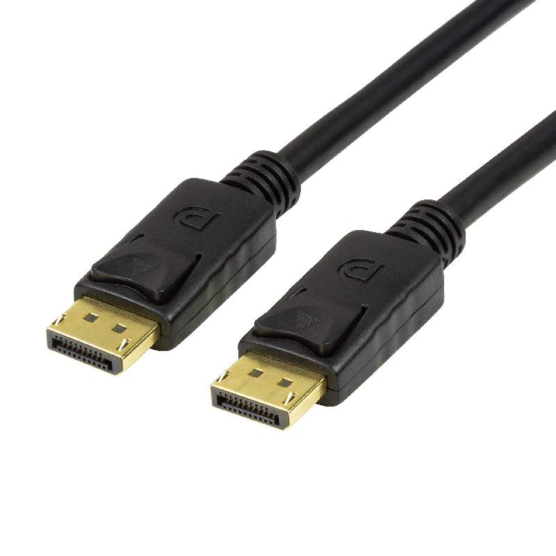 LogiLink CV0120 - Câble DisplayPort 1.4 - 2 m - Noir - Connecteurs mâles verrouillables - Contacts plaqués or_0