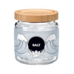 Bocal avec couvercle 0,75 l en bambou décor sel -  Gris Rond Verre Bormioli Rocco - gris 8004360093353_0