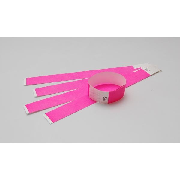 Bracelets Tyvek vierges - par 100 - rose fluo (806 C) - indéchirables et résistants à l'eau_0