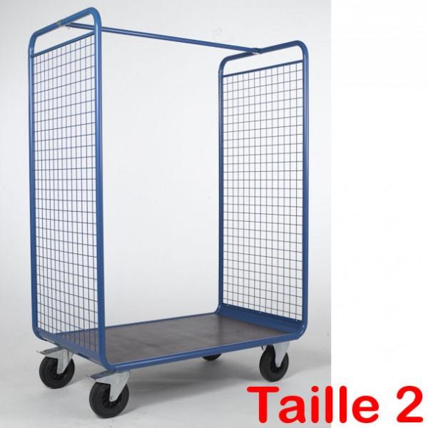 Chariot 2 côtés en acier grillagé - 2 dossiers - Rolléco - robuste et résistant_0