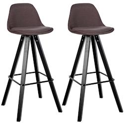 CLP Lot de 2 tabourets de bar Corbin en tissu carré Marron/Noir - marron textile 327251_0