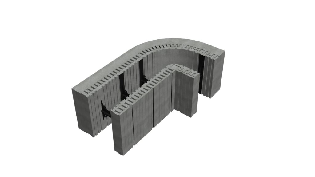 Coffrage isolant arrondi - Reverbloc - Épaisseur du bloc 34 cm - R = 5.38_0
