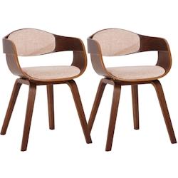 Décoshop26 - Lot de 2 chaises de salle à manger design scandinave en tissu crème et structure en bois foncé 10_0001726 - 3000250638340_0