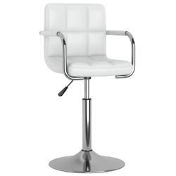 Décoshop26 - Tabouret de bar chaise de comptoir x1 avec accoudoirs en PVC blanc et acier chromé DEC025035 - blanc 3000255034147_0