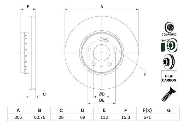 Disque de frein Bosch 0986479G41 - Avant - Ventilé - Boîte de 1 disque_0