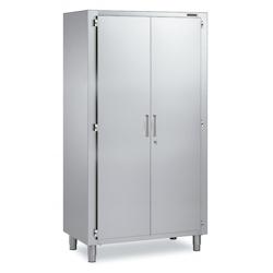 Distform - Armoire Inox Haute - 2 Portes Battantes 1000x600x1900 - AISI 304 - 3 étagères réglables - Serrure avec clé incluse_0