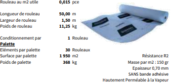 Écran de sous-toiture GERARD R2 - STANDARD 899201 - 50m x 1,50m - Perméabilité élevée à la vapeur_0
