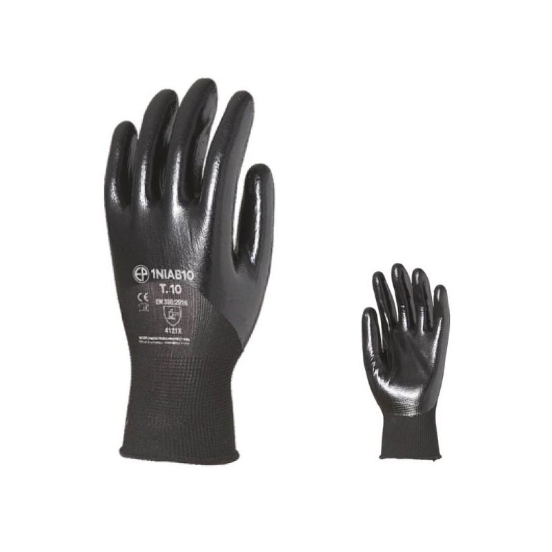 Gants polyester noir jauge 13 enduit 3/4 nitrile noir   1NIAB_0