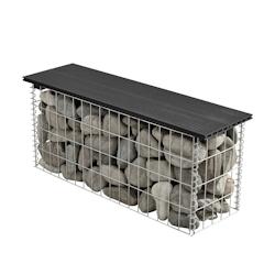 Helloshop26 - Banc de jardin gabion noir 03_0006437 - 3001779182727_0