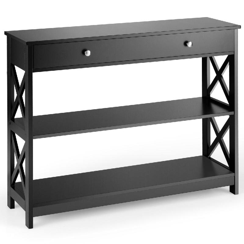 Helloshop26 - Table de console avec tiroir et 2 étagères 99,8 x 29,8 x 80,2 cm design moderne pour couloir en mdf noir 20_0018693 - noir 3000232552978_0