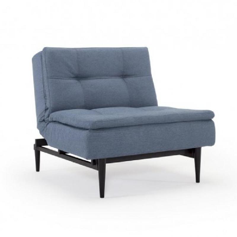 INNOVATION LIVING  FAUTEUIL DESIGN DUBLEXO STYLETTO BLEU SOFT INDIGO CONVERTIBLE LIT 90*115 CM PIETEMENT TEINTE NOIR_0