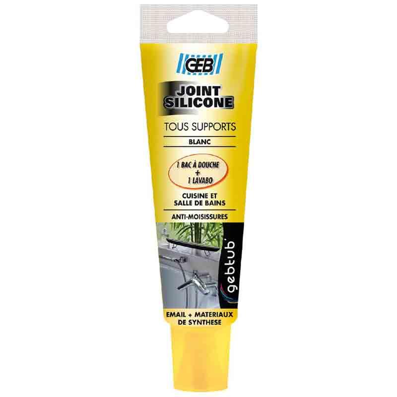Joint silicone blanc 100 ml - Anti-moisissures pour cuisine et salle de bains - Marque Geb_0