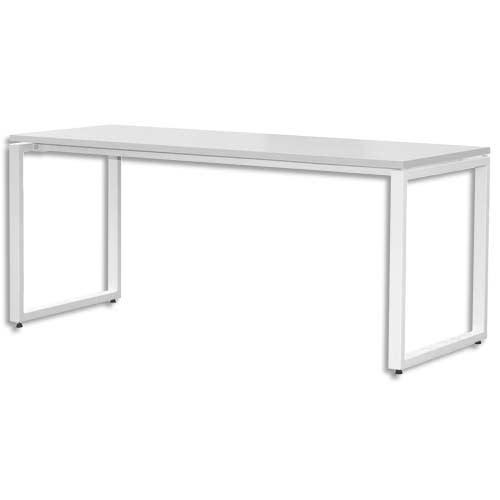 Mt international bureau droit mt1 elégance plateau et piétement o blanc - dim : l180 x h74 x p67 cm_0