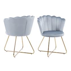 SalesFever Chaise coque en velours | Ensemble de 2 | Pieds chromés couleur or | L 69,5 x P 66 x H 85 cm | gris clair - multicolore multi-matériau 36_0