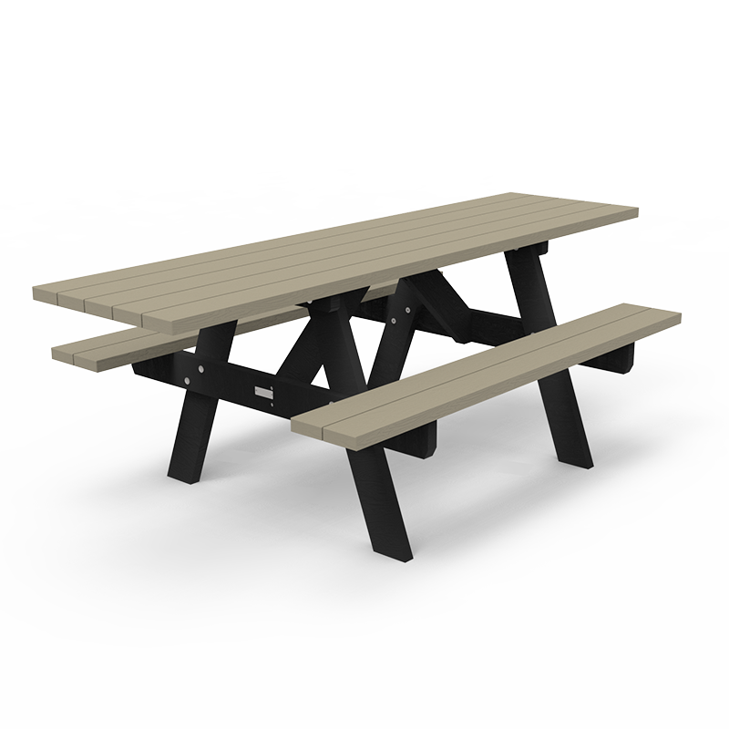 Table de pique-nique forestier - PMR - largeur 2400 mm - Piet. Noir - SABLE OR-TPN-01-PMR-SA_0