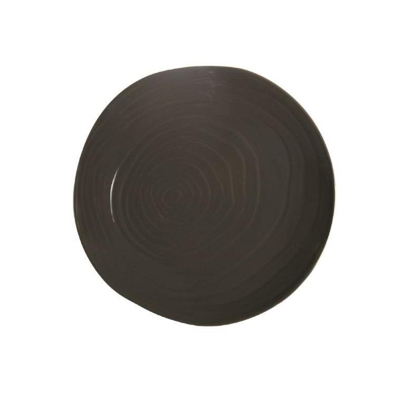 ASSIETTE COUPE PLATE ROND GRIS PORCELAINE Ø 21 CM TECK PILLIVUYT