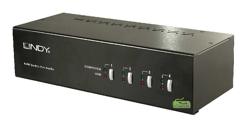 Lindy 39303 - Commutateur KVM Pro 4 Ports DVI Dual-Link/Dual Head avec Audio - Résolution 2560 x 1600 pixels_0