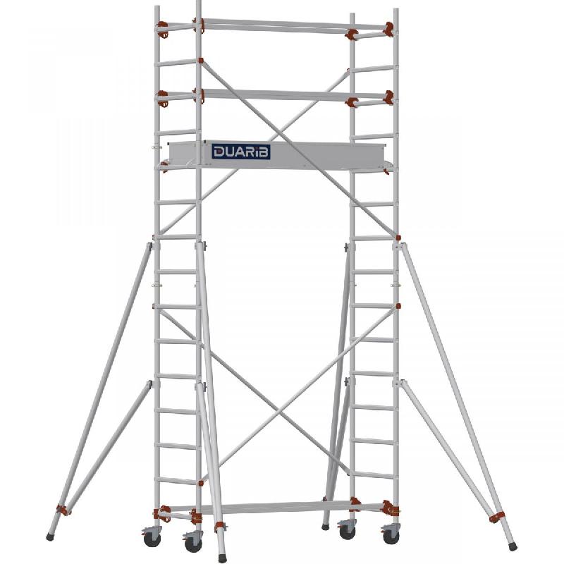 Échafaudage roulant aluminium AL 165 version standard - Hauteur de travail : 4,80 m - DUARIB - 613313_0
