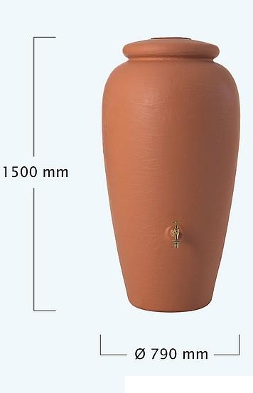 Amphore terracotta - 500L - réservoir esthétique en polyéthylène renforcé avec collecteur filtrant et robinet laiton_0