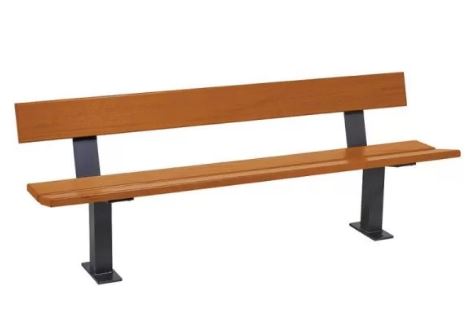 Banc public bois et acier - Pagode, longueur 1800 mm, structure en tube acier peint_0