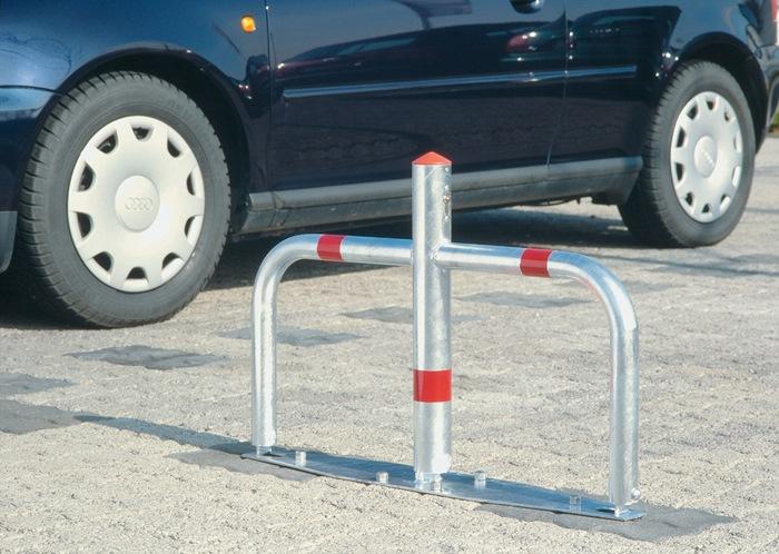 Barrière de parking hauteur au-dessus du sous-sol 500 mm argent ac bandes réfléchissantes rouges D. 60/40 mm avec cylindre profilé URBANUS_0